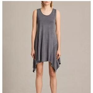 AllSaints Tany Dress Asymmetric Hem Stretch Knit Modern